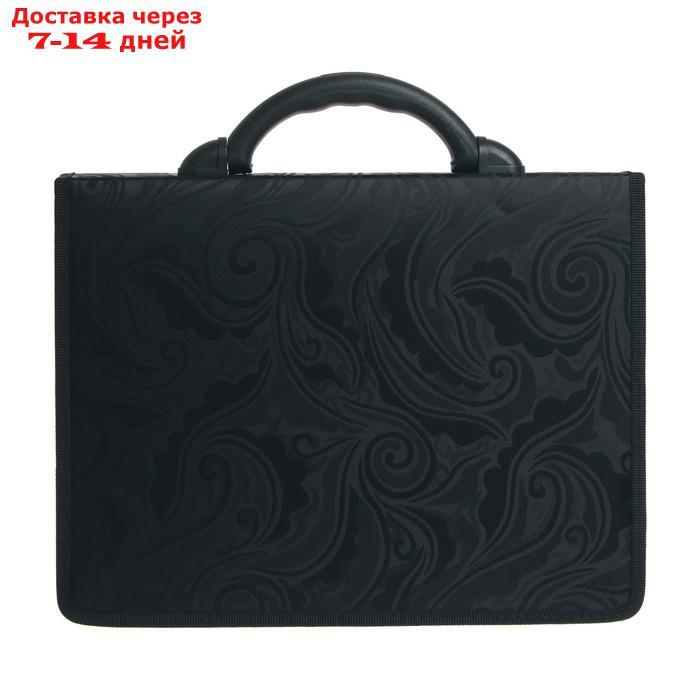 Портфель деловой ткань 350 х 260 х 100 мм,"Сестрорецк", чёрный жаккард - фото 3 - id-p227098286
