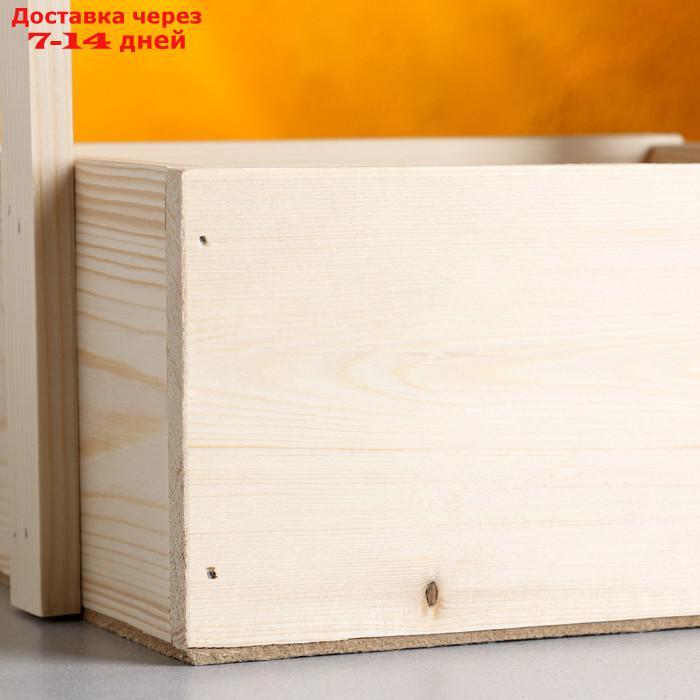 Кашпо деревянное 20×15×11(25) см Элегант "Рестайл Классик", с ручкой Дарим Красиво - фото 4 - id-p226968174