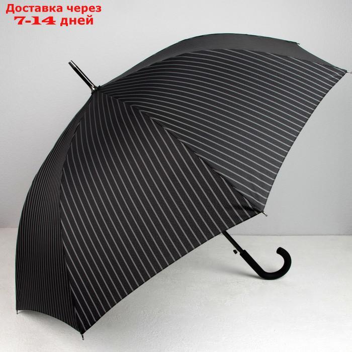 Зонт - трость полуавтоматический "Полоска", 8 спиц, R = 56, цвет чёрный - фото 1 - id-p227004896
