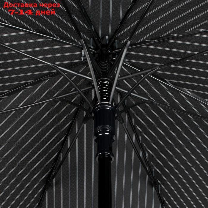 Зонт - трость полуавтоматический "Полоска", 8 спиц, R = 56, цвет чёрный - фото 3 - id-p227004896