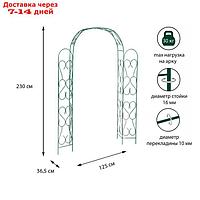 Арка садовая, разборная, 230 × 125 × 36,5 см, металл, зелёная