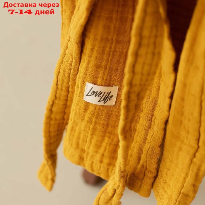 Халат детский муслиновый LoveLife (5 лет, рост 110-116 см), цвет горчичный, 100% хлопок, 235 гр/м2 - фото 6 - id-p227115757