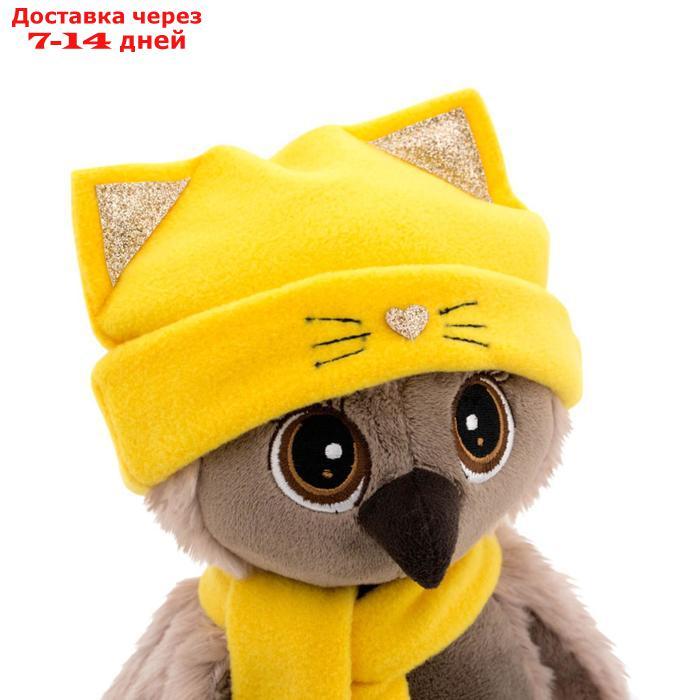 Мягкая игрушка "Сова Соня", в шапке котёнка, 20 см - фото 6 - id-p226959429