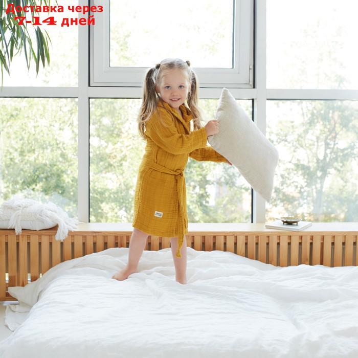 Халат детский муслиновый LoveLife (2 года, рост 92-98 см), цвет горчичный, 100% хлопок, 235 гр/м2 - фото 9 - id-p227115764