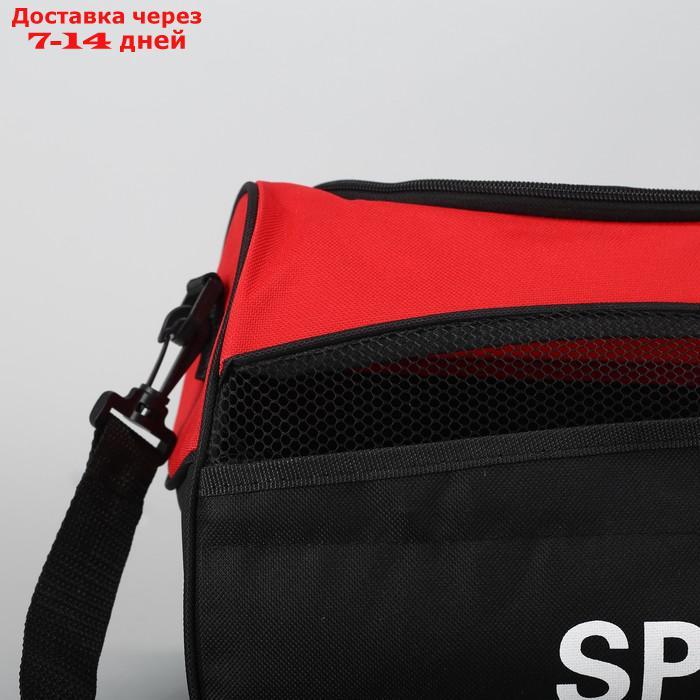 Сумка спортивная, отдел на молнии, наружный карман, с ручкой, длинный ремень, цвет красный/чёрный - фото 4 - id-p227114700