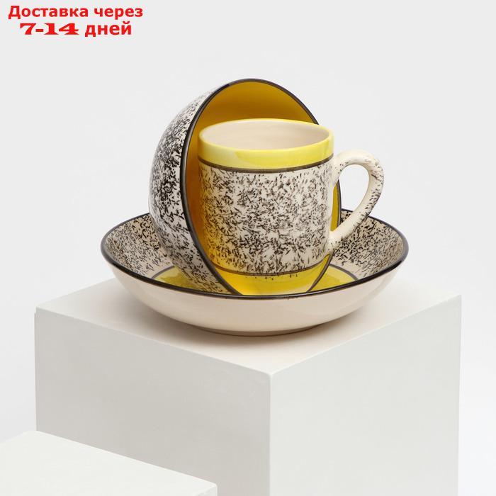 Набор посуды "Алладин", керамика, желтый, 3 предмета: салатник 700 мл, тарелка 20 см, кружка 350 мл, Иран - фото 2 - id-p227121842
