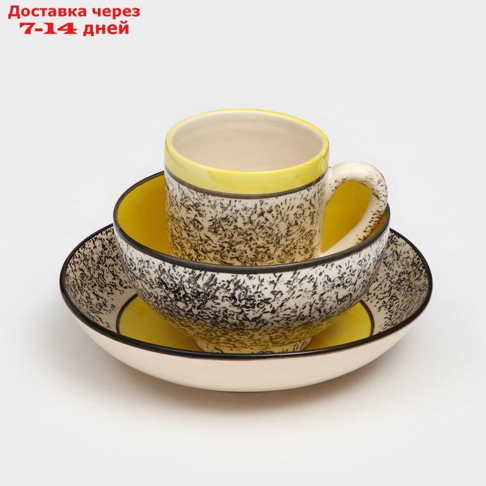 Набор посуды "Алладин", керамика, желтый, 3 предмета: салатник 700 мл, тарелка 20 см, кружка 350 мл, Иран - фото 5 - id-p227121842