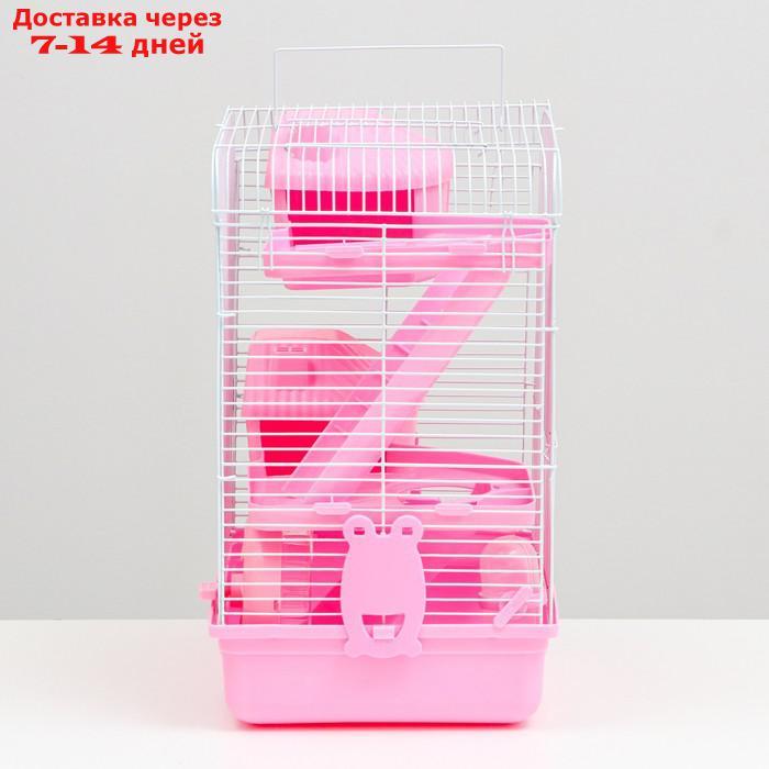 Клетка для грызунов с двухэтажная наполнением 31 х 24 х 40 см, розовая - фото 3 - id-p227119343