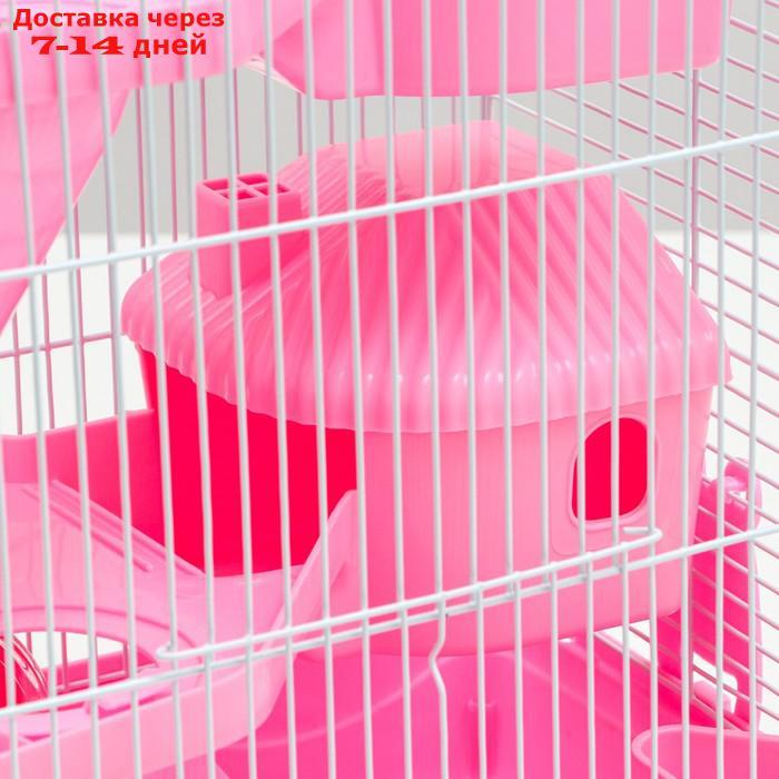 Клетка для грызунов с двухэтажная наполнением 31 х 24 х 40 см, розовая - фото 4 - id-p227119343