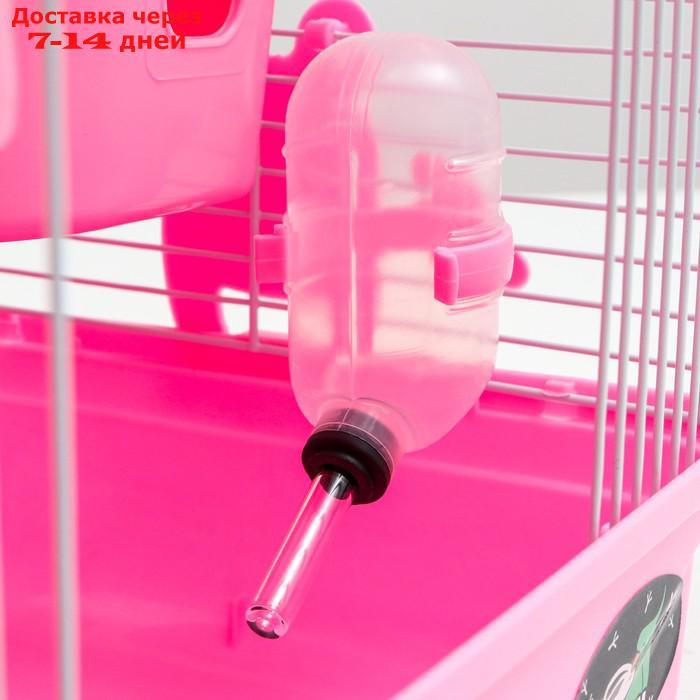 Клетка для грызунов с двухэтажная наполнением 31 х 24 х 40 см, розовая - фото 7 - id-p227119343