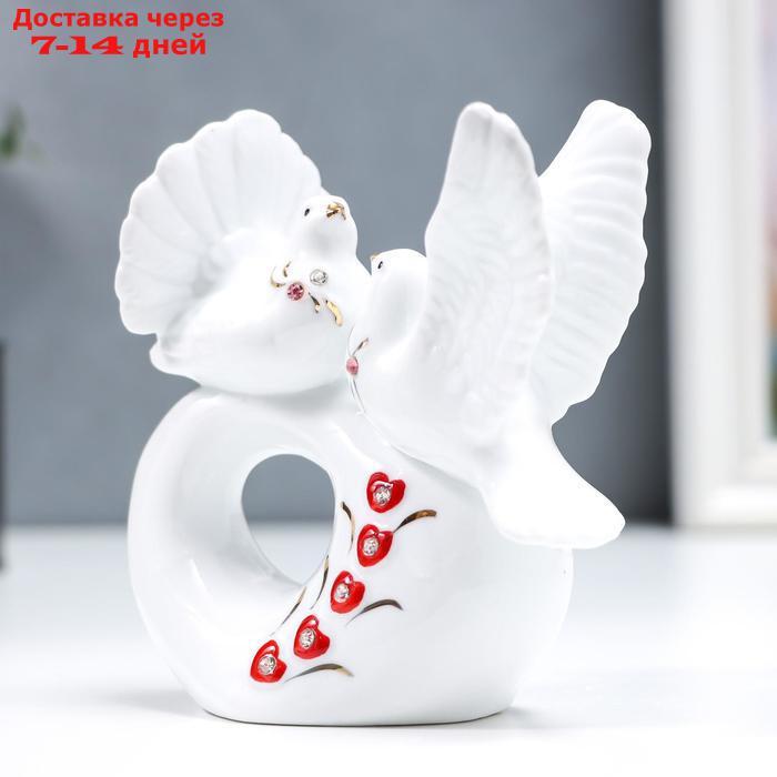 Сувенир керамика "Белые голубки на сердечке" стразы 11 см - фото 2 - id-p227101812