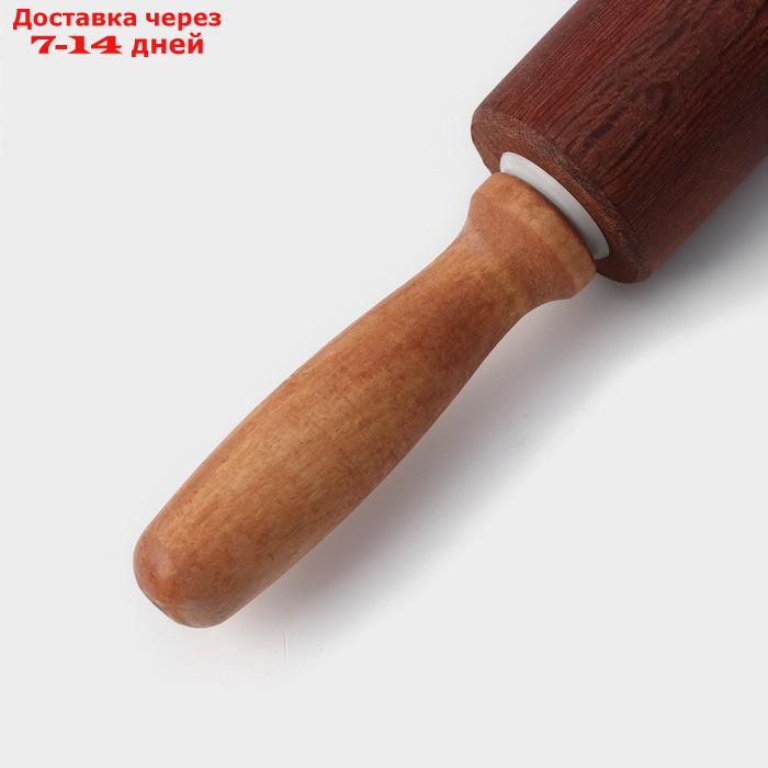 Скалка Magistro, 42×4,5 см, вращающаяся, с фигурными ручками, акация - фото 3 - id-p227121846