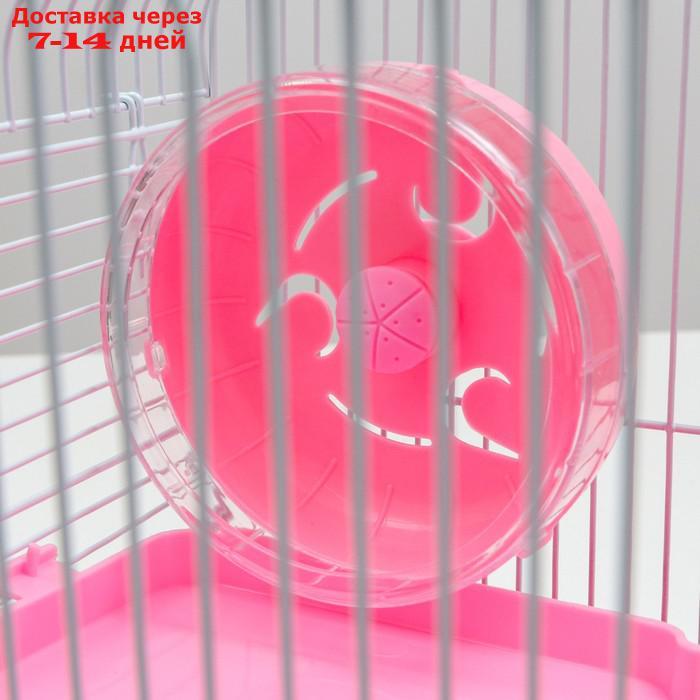Клетка для грызунов с двухэтажная наполнением 31 х 24 х 29 см, розовая - фото 6 - id-p227119351