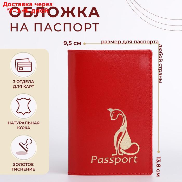 Обложка для паспорта, тиснение, цвет красный - фото 1 - id-p226982704