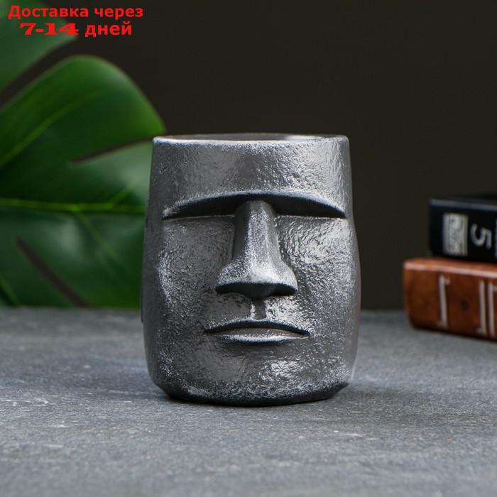 Кашпо - органайзер "Истукан моаи" серый камень, 10см - фото 1 - id-p227126055