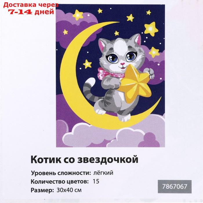 Картина по номерам на холсте с подрамником "Котик со звёздочкой" 30х40 см - фото 5 - id-p227118053