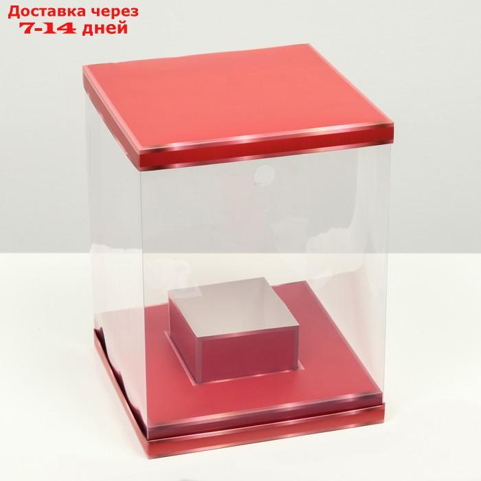 Коробка для цветов с вазой и PVC окнами складная, красный, 23 х 30 х 23 см сиреневый - фото 3 - id-p227118058