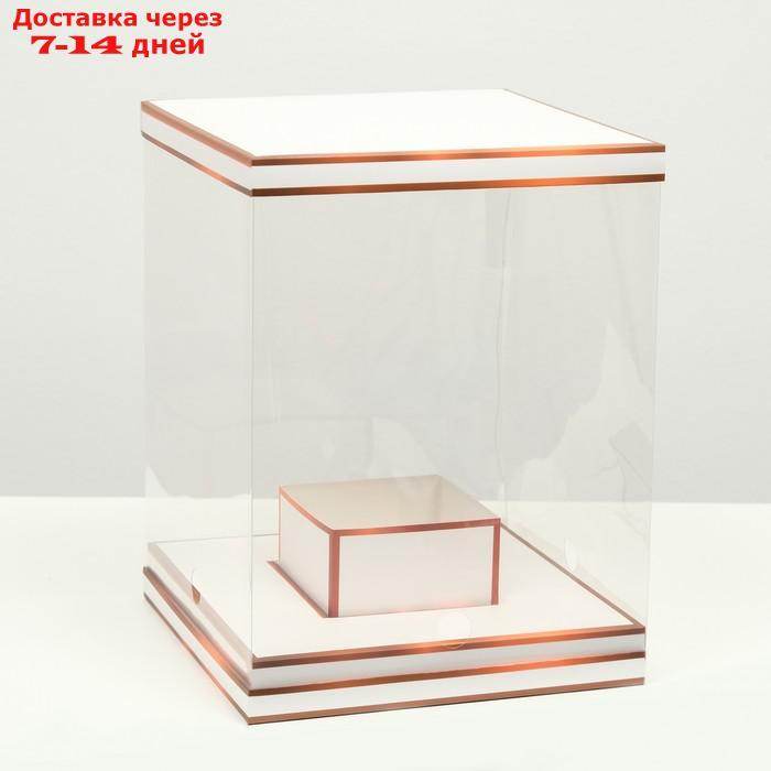 Коробка для цветов с вазой и PVC окнами складная, бронза, 23 х 30 х 23 см - фото 2 - id-p227118060