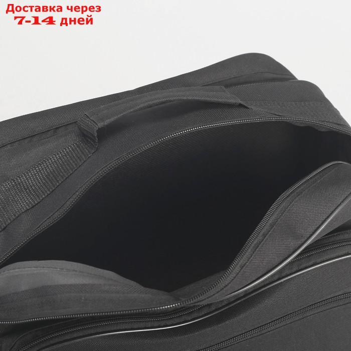 Сумка мужская, отдел на молнии, 2 наружных кармана, длинный ремень, цвет чёрный - фото 5 - id-p227101819
