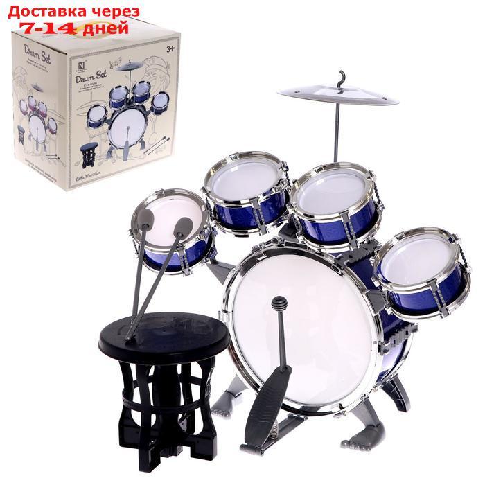 Барабанная установка "Басист", 5 барабанов, тарелка, палочки, стульчик, педаль, МИКС - фото 1 - id-p226959453