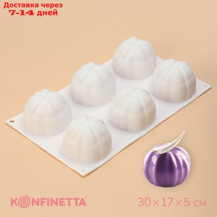 Форма для муссовых десертов и выпечки Доляна "Цветок", 30×17 см, 6 ячеек, цвет белый - фото 1 - id-p227014143