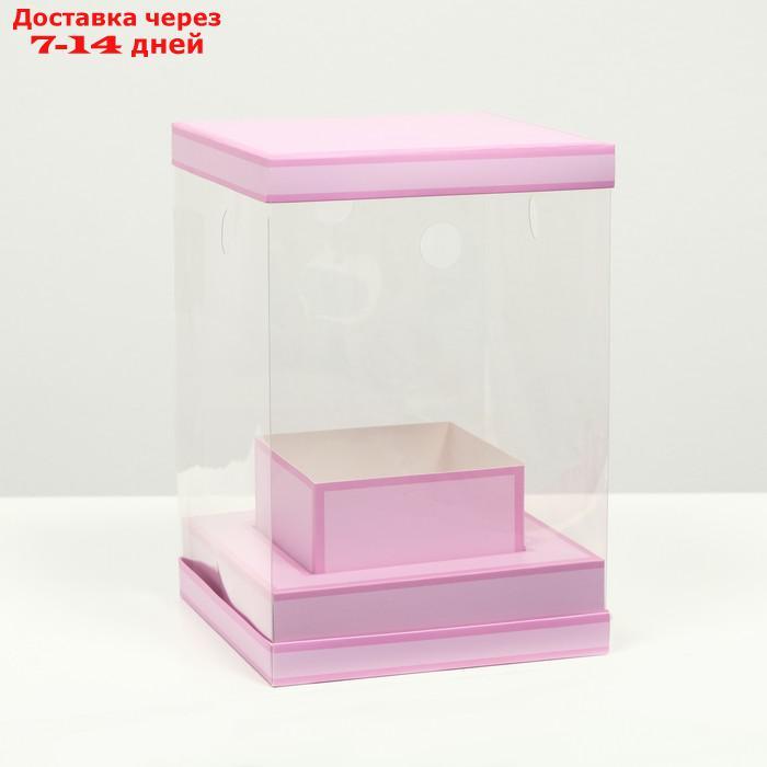 Коробка для цветов с вазой и PVC окнами складная, сиреневый, 16 х 23 х 16 см - фото 2 - id-p227118064