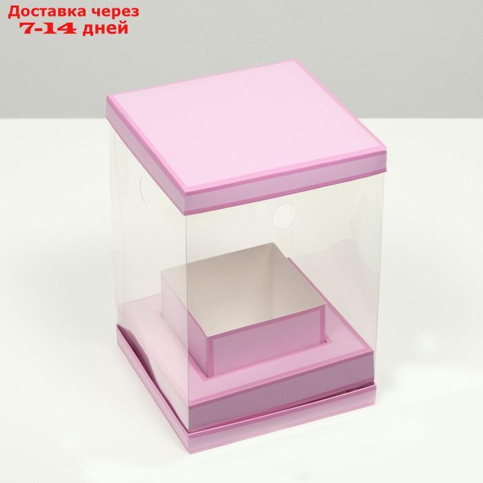 Коробка для цветов с вазой и PVC окнами складная, сиреневый, 16 х 23 х 16 см - фото 3 - id-p227118064