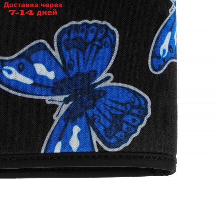 Чехол на руль DSV с принтом"бабочки" Black+Blue, неопрен, размер М - фото 5 - id-p227130046