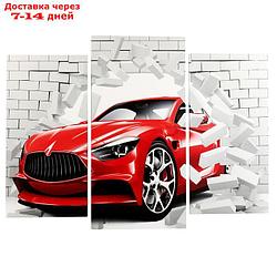 Модульная картина "Красный автомобиль" (2-25х50, 30х60 см) 60х80 см