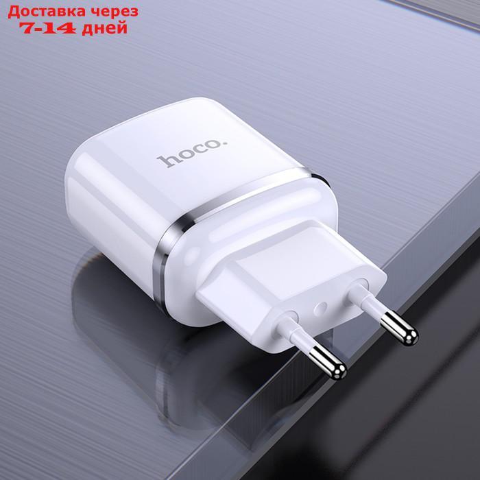 Сетевое зарядное устройство Hoco N4, 2 USB - 2.4 А, кабель Type-C 1 м, белый - фото 5 - id-p227119371