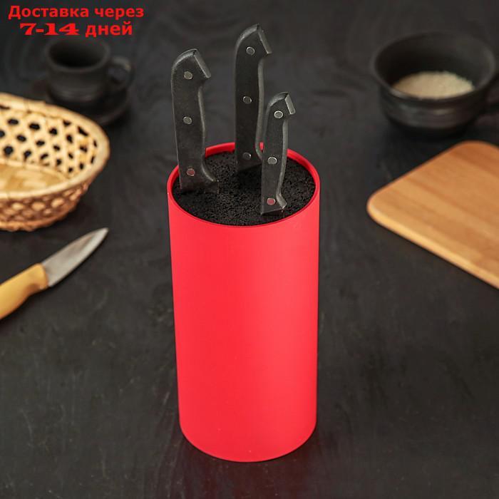 Подставка для ножей "Нео", 22×11 см, с наполнителем, покрытие Soft-touch, цвет красный - фото 2 - id-p227014160