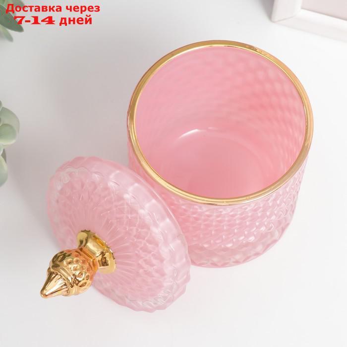 Шкатулка стекло "Ромбы и купол" розовый с золотом 14х8,2х8,2 см - фото 2 - id-p227125048