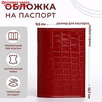 Обложка для паспорта, крокодил, цвет красный