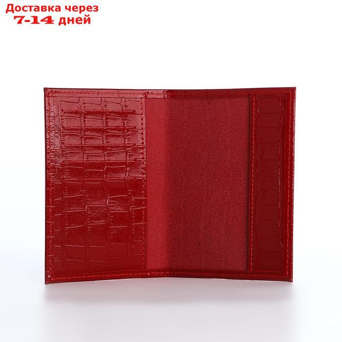 Обложка для паспорта, 5 карманов для карт, крокодил, цвет красный - фото 5 - id-p226982731