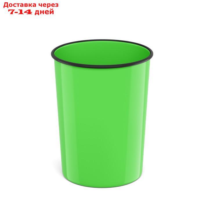 Корзина для бумаг и мусора 13,5 литров ErichKrause Neon Solid, пластиковая, литая, зелёная - фото 1 - id-p227126084