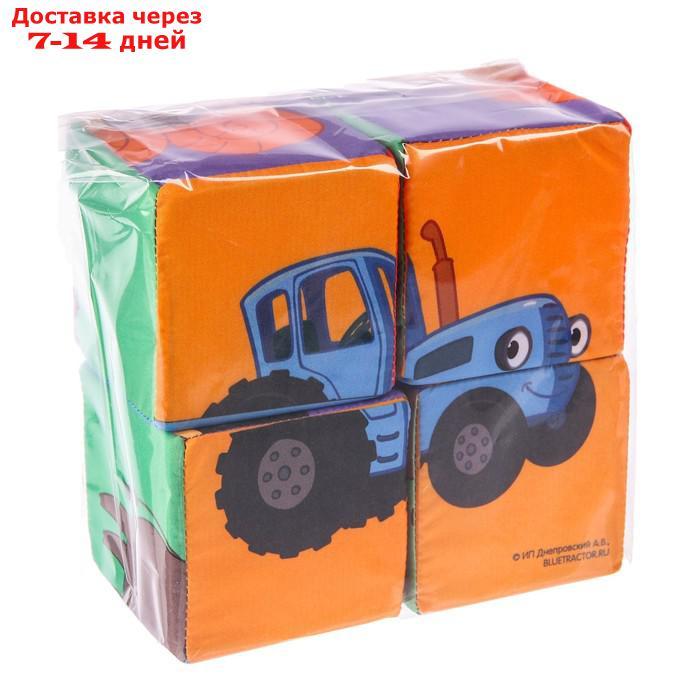 Игрушка мягконабивная, кубики "Зверята" Синий трактор, 4шт, 8*8см - фото 5 - id-p227116948