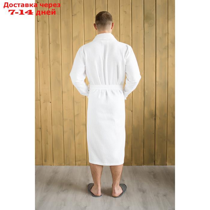 Халат мужской, шалька, размер 56, цвет белый, вафля - фото 3 - id-p227095117