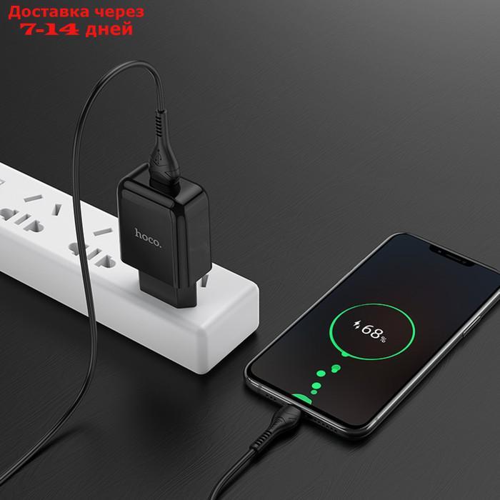 Сетевое зарядное устройство Hoco N2, USB - 2.1 А, кабель microUSB 1 м, черный - фото 5 - id-p227119384