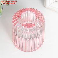 Подсвечник стекло на 1 свечу "Долли" d-2,5 см, 4 см розовый 6х5х5 см