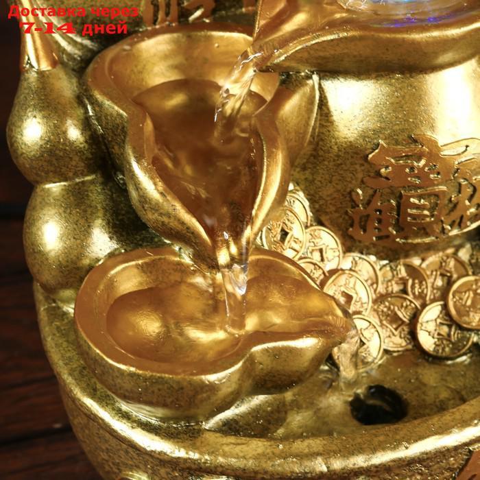Фонтан настольный от сети, подсветка "Китайская монета" золото 26х18х17 см - фото 6 - id-p226969255
