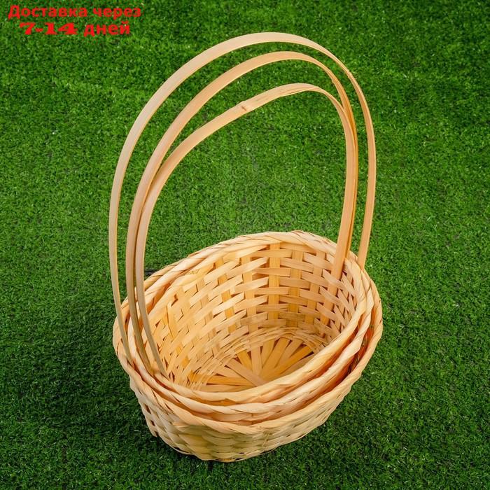 Набор корзин плетёных, бамбук, 3 шт., натуральный цвет, средние - фото 2 - id-p227103753