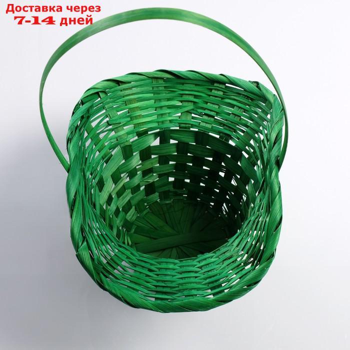 Корзина плетёная, бамбук, зелёная, (шляпка), большая - фото 3 - id-p227103754