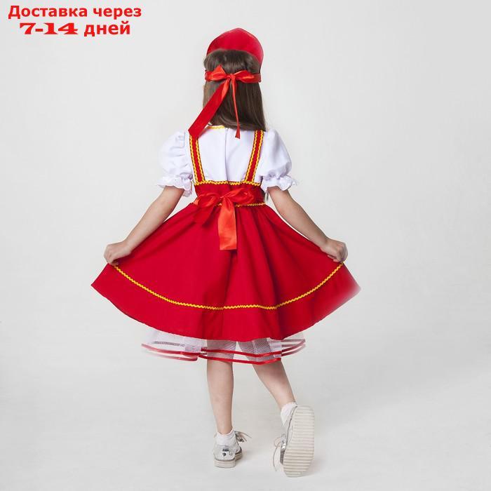 Русский народный костюм, кокошник, сарафан с рубашкой, цвет красный, рост 122-128, 6-7 лет - фото 2 - id-p226946345