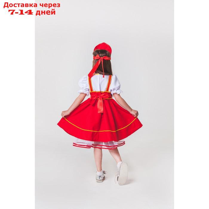 Русский народный костюм, кокошник, сарафан с рубашкой, цвет красный, рост 122-128, 6-7 лет - фото 5 - id-p226946345