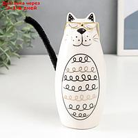 Сувенир керамика "Котик в очках с кучерявым животиком" 6,2х5,8х14 см