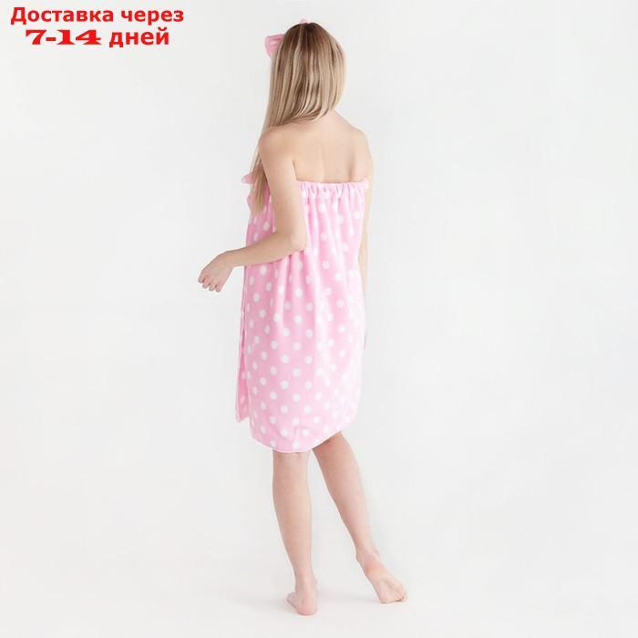 Набор для бани и ванной Этель "Горох" полотенце-парео 75*120 см+повязка, цв.розовый - фото 7 - id-p227098511