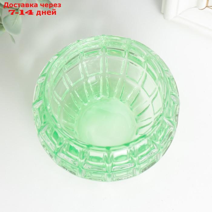 Подсвечник стекло "Бочонок" d-4,5 см зелёный 7,5х7,5х6 см - фото 2 - id-p227127119