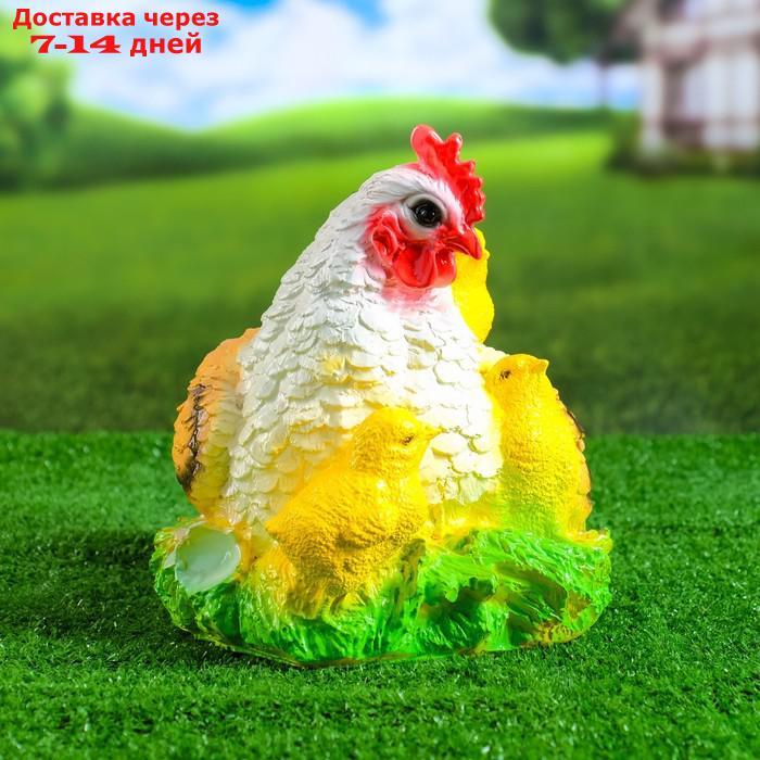 Садовая фигура "Курица наседка с цыплятами" пестрая 28х22см - фото 2 - id-p227095139