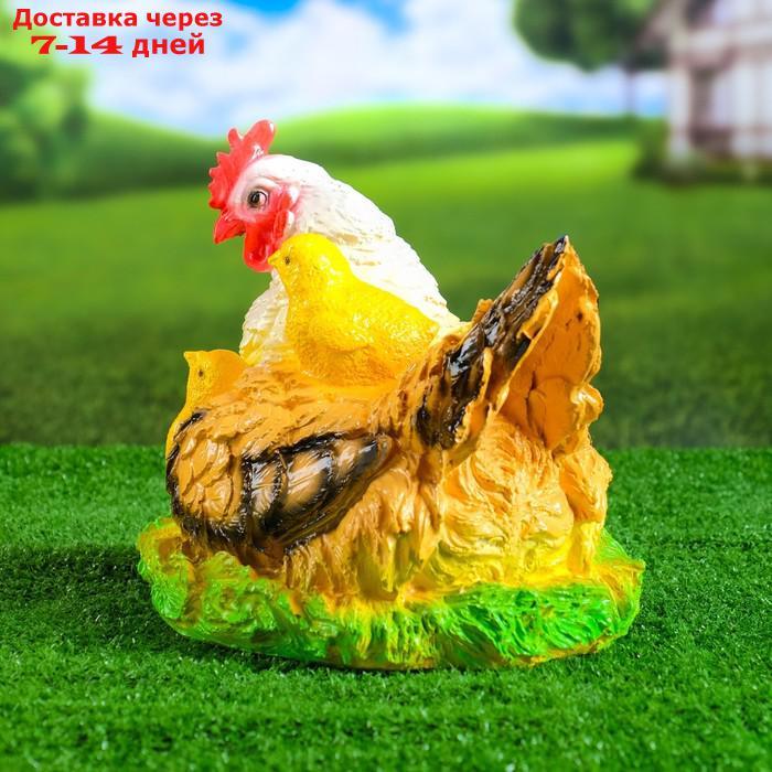 Садовая фигура "Курица наседка с цыплятами" пестрая 28х22см - фото 3 - id-p227095139