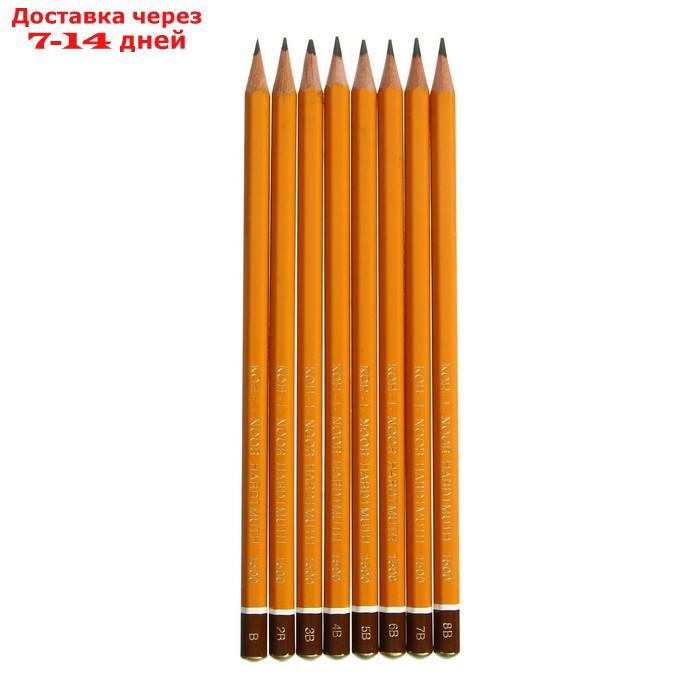 Набор карандашей чернографитных 8 штук, Koh-i-Noor 1500 В-B8, в пакете с европодвесом - фото 2 - id-p227115844